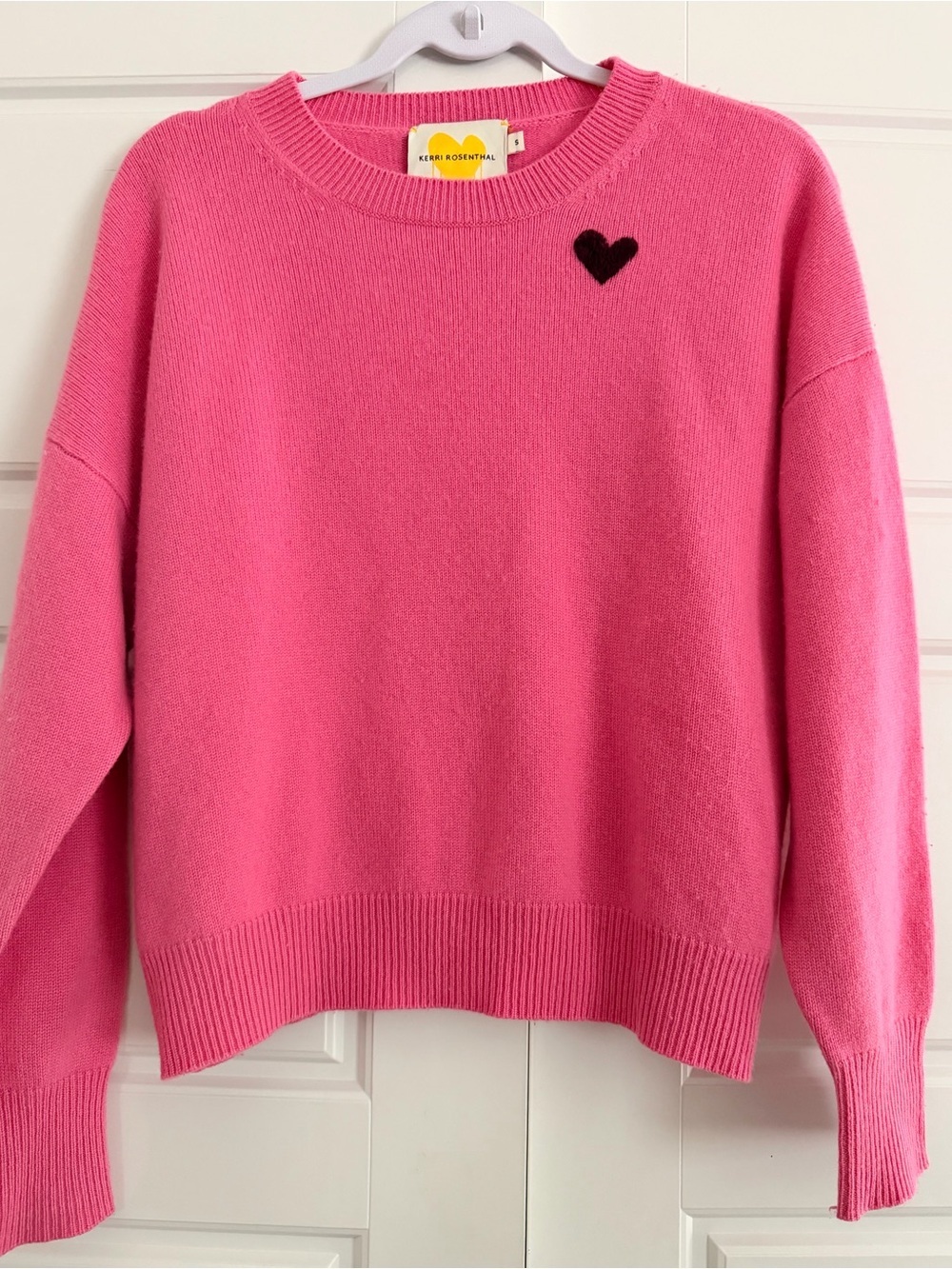 Kerri Rosenthal Imperfect Heart Collection Crewneck Sweater 100% Cashmere